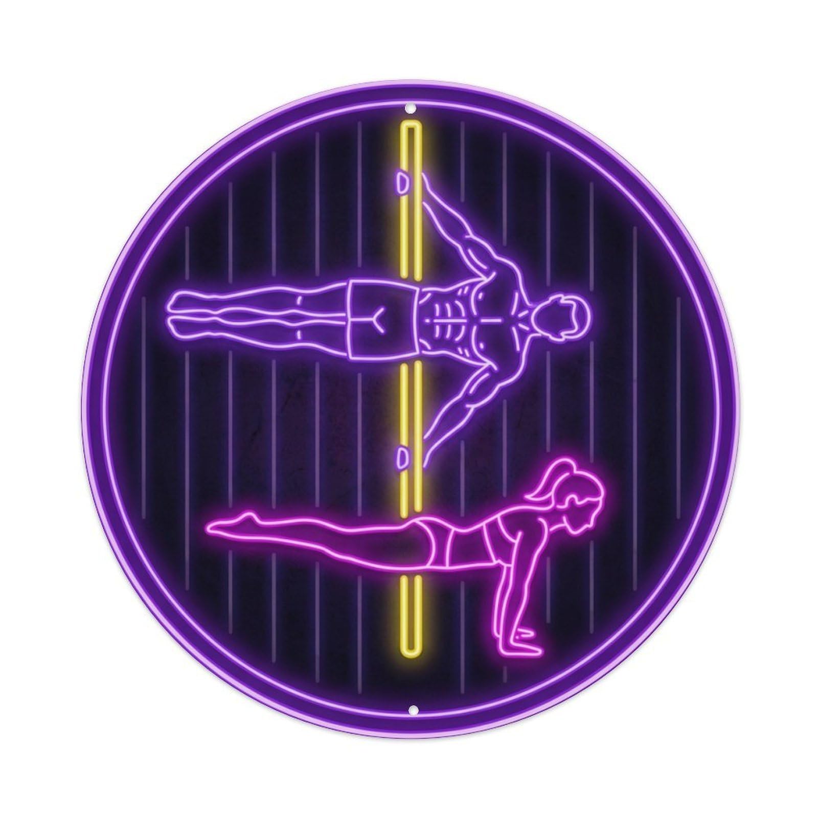 Yrnq 8X8inch Vintage Style Vintage Faux Neon Gym Retro Bodybuilding Fitness Daring Metal Tin Sign