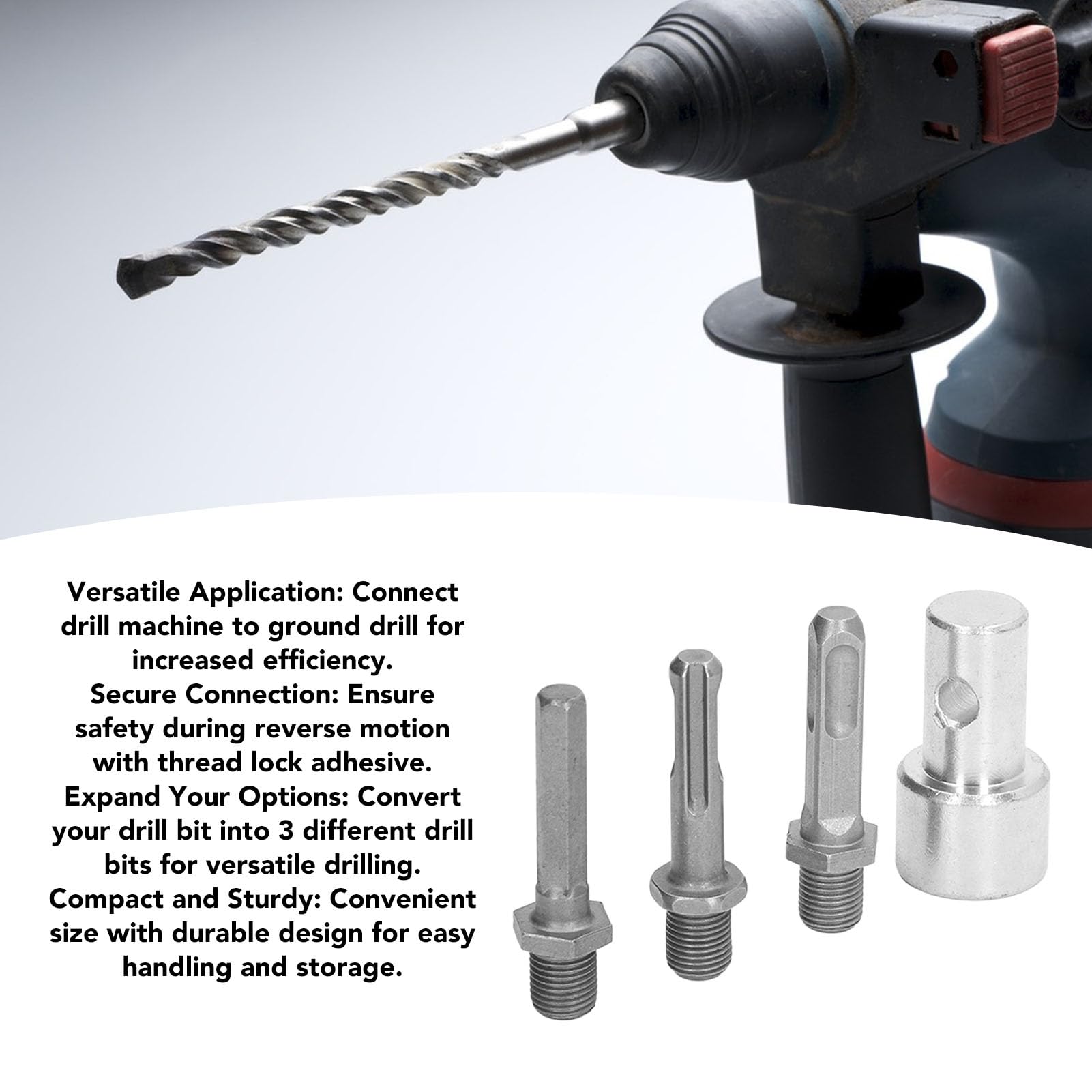 MUNEFE Garden Drill Adapter, Heavy Duty Auger Adapte, Auger Power Drill Adapter, Suitable for A Variety of Garden Drilling Tasks