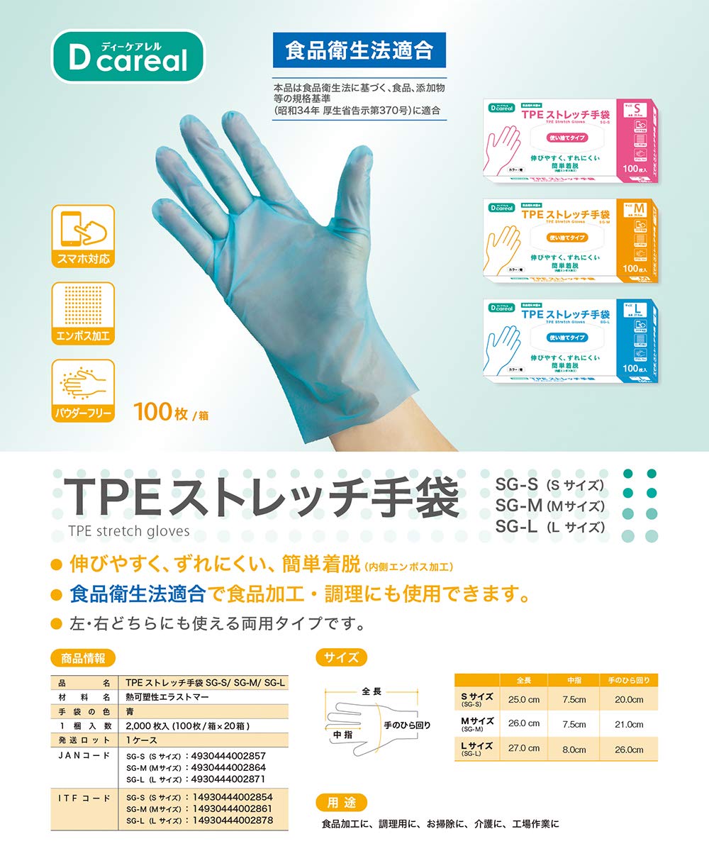 Amazon.co.jp: ダイト 【ケース販売】TPEストレッチ手袋(食品衛生法