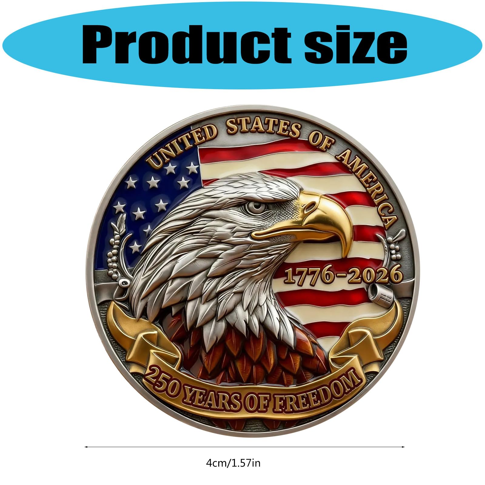 Moneda de artefacto histórico que conmemora los 250 años de independencia de Estados Unidos con emblemas nacionales, medallas coleccionables de regalo de EE. UU