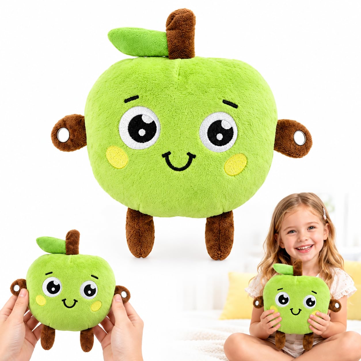 Interactive Music Plush Toy,Touch Activated Fruit Piano Plush Toy (Apple)