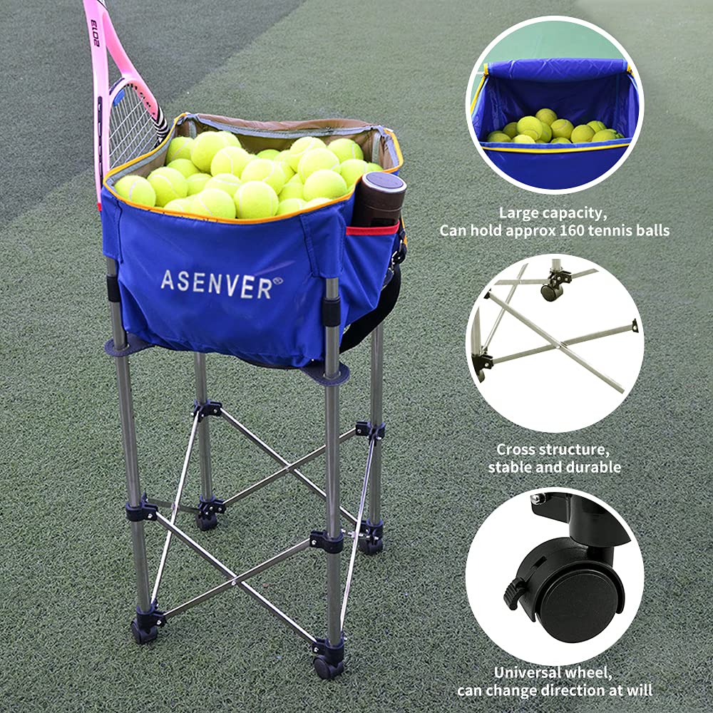 NEEWER PB01X Carrello Portapalline Con Ruote – Contiene 140 Palline Pickleball O 175 Tennis – Con Tasche Per Racchette