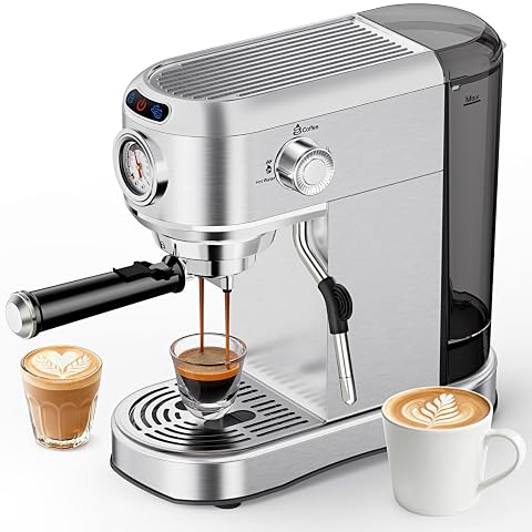 Espresso Machine 20 Bar Compact Espresso Maker with Steam Milk Frother Stainless Steel Expresso Machines for Home 34oz