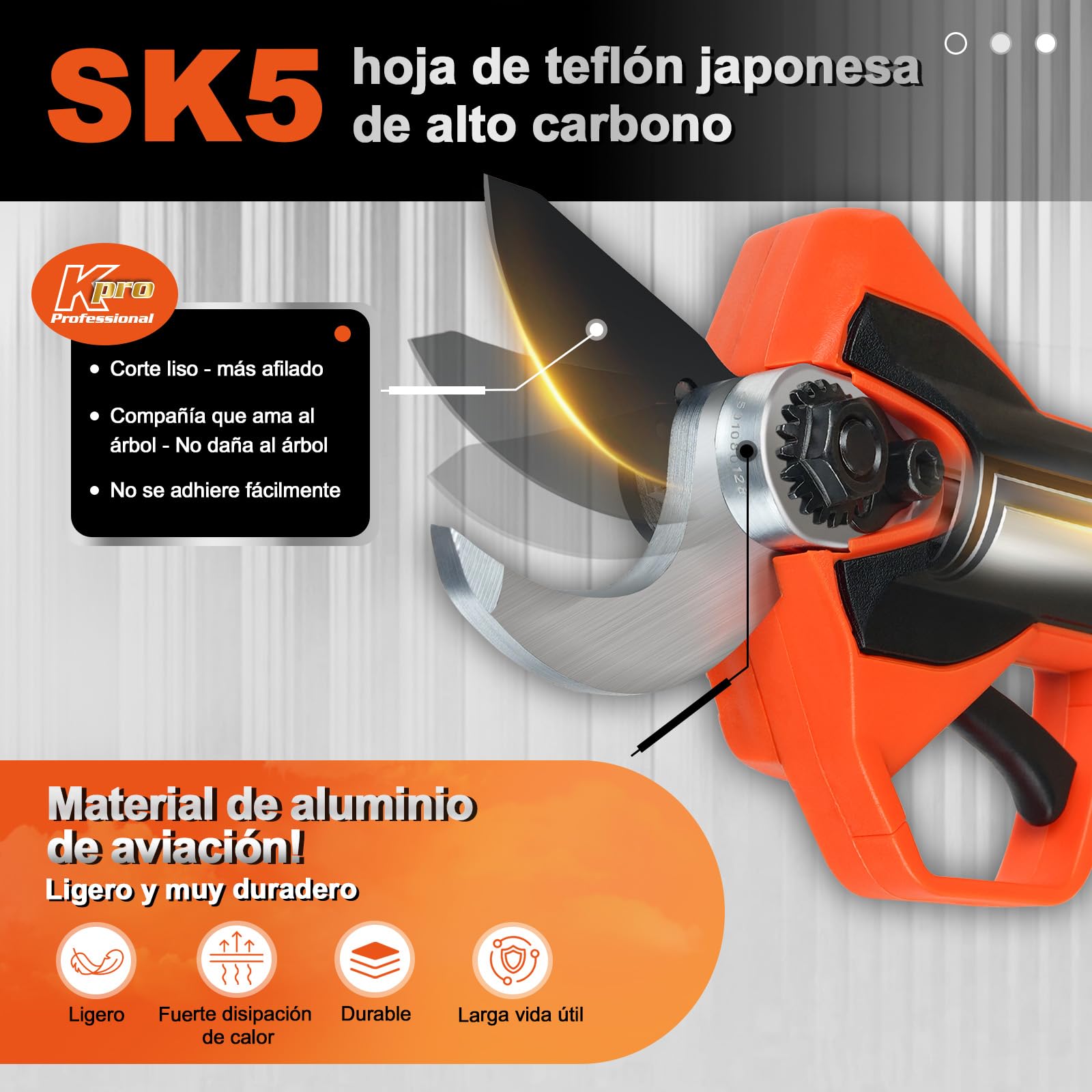 Kebtek KT 9030 Tijera de Poda Eléctrica 30mm Ligera | Batería 16,8V Con Dos Baterías 2×2,5Ah, 8–10 h de Autonomía, Corte Ajustable, Ideal Para Jardines, Rosales Y Árboles Frutales