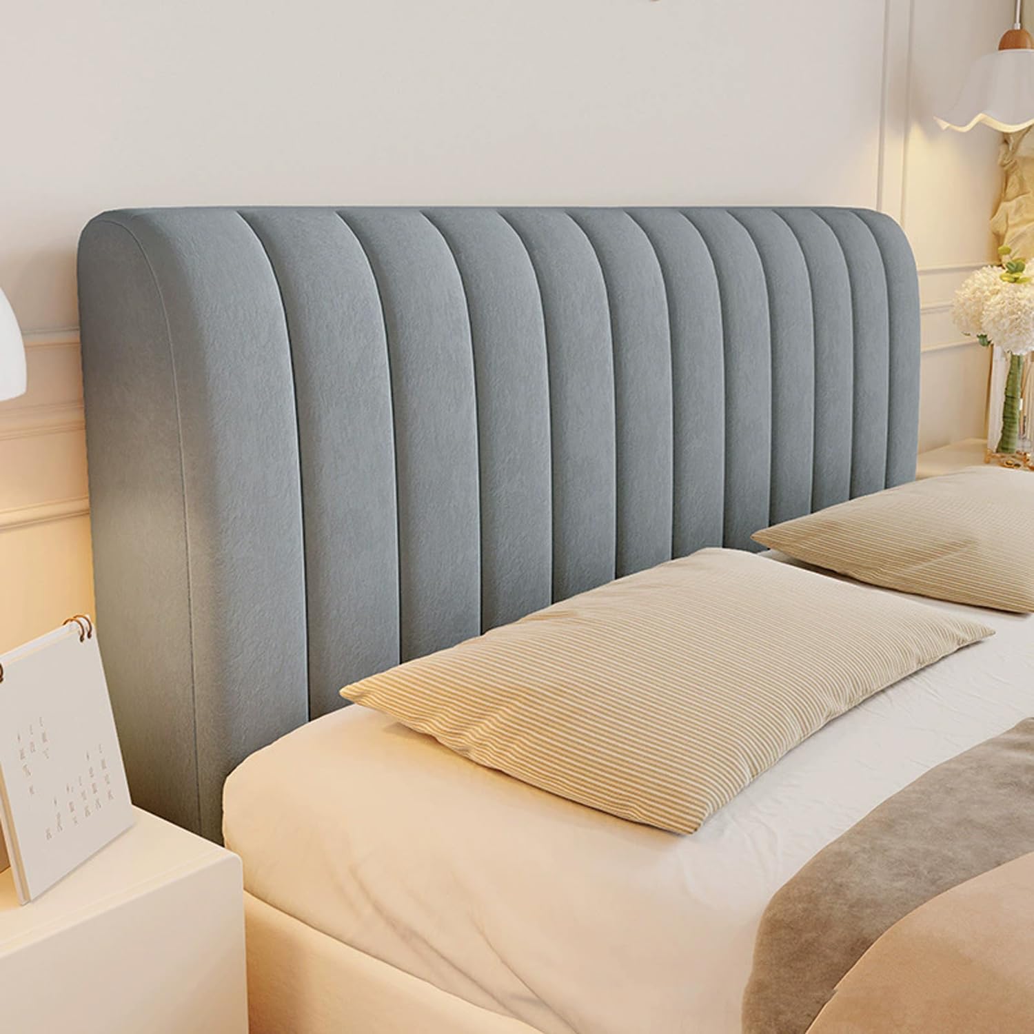 TALCON Comfortable Headboard Cover Dustproof All-inclusive Velvet Bed Board Protection Covers with Interlayer, for Single/King/Double Beds (Dark gray,120cm)