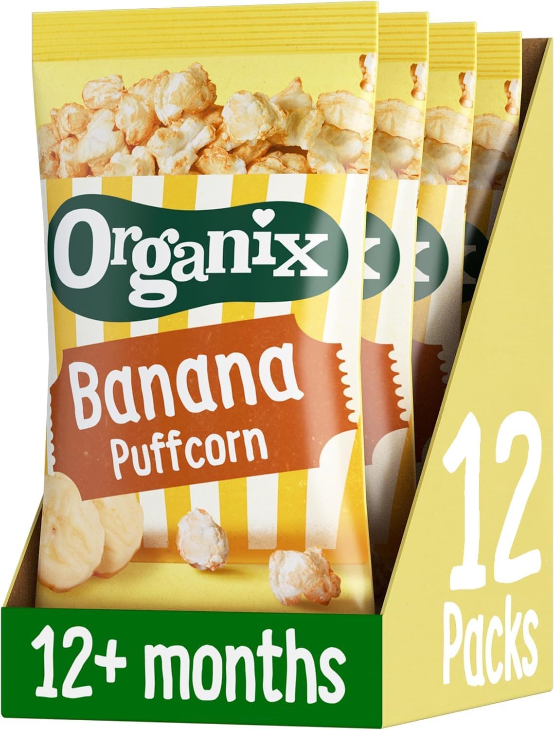 Organix Banana Puffcorn Multipack, 3 x (4 x 10 g Bags)