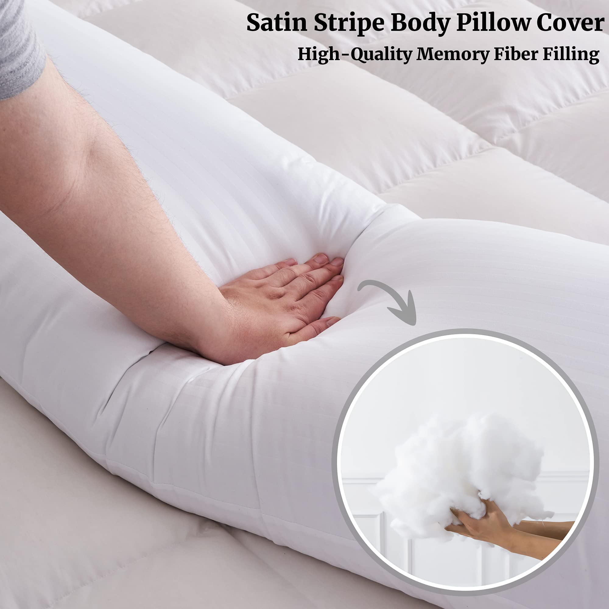 ELNIDO QUEEN Body Pillow for Adults, Satin Stripe Large Full Body