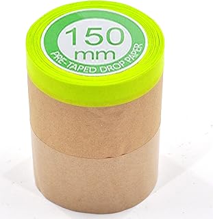 Masking Paper, Pre-Taped Masking Paper for Painting, 6 inch x 50 feet Automotive Paint Paper Roll with Tape, for Auto Overlay Masking, Home Protection, Paint Masking (1 Roll)