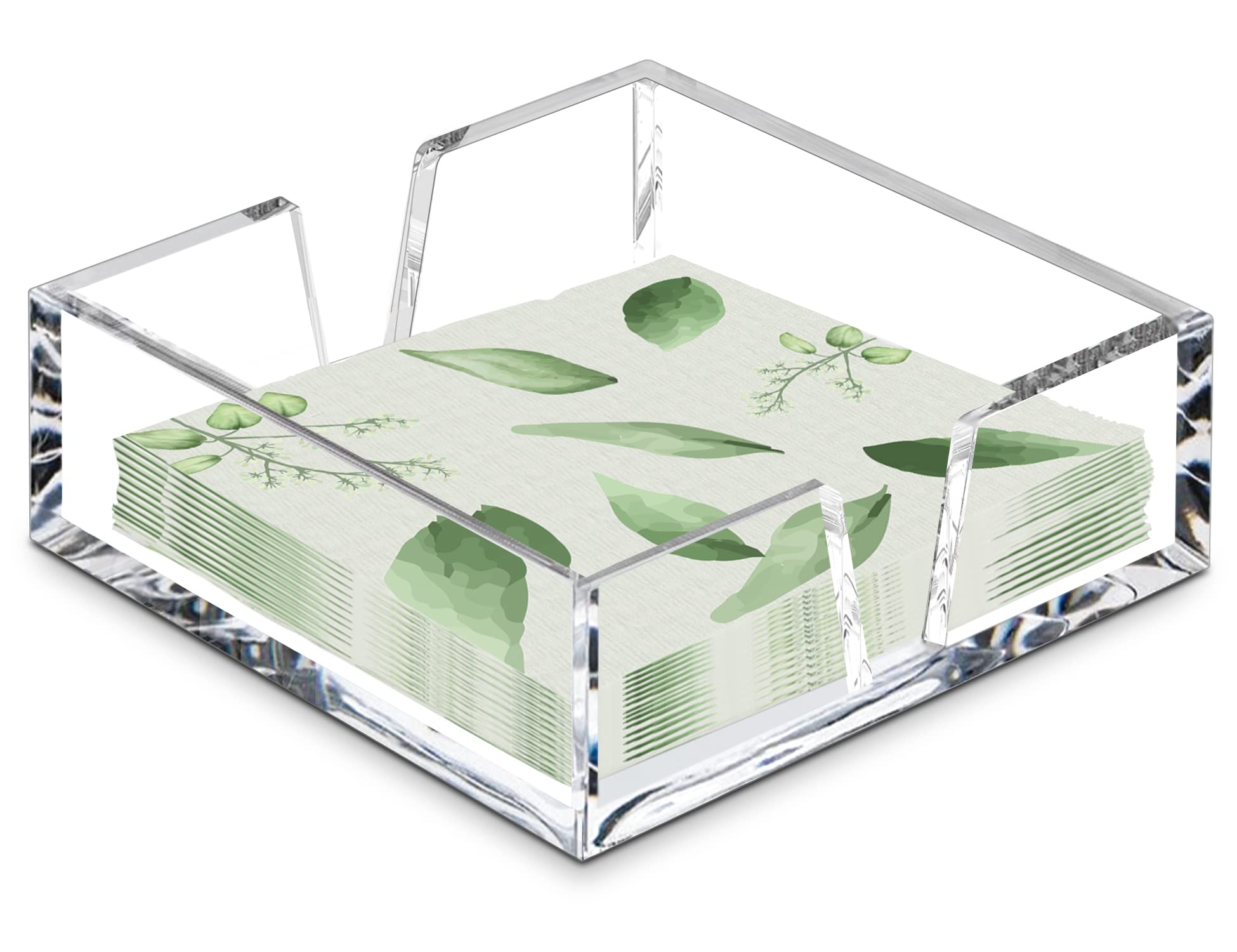 LEVIMETREE Acrylic Napkin Holder for Table Modern Serviette Holder Tissue Dispenser Perfect for Outdoor Events, Decorative Clear Cocktail Napkin Kitchen Décor - 7”x7”x2.5” Inside Size