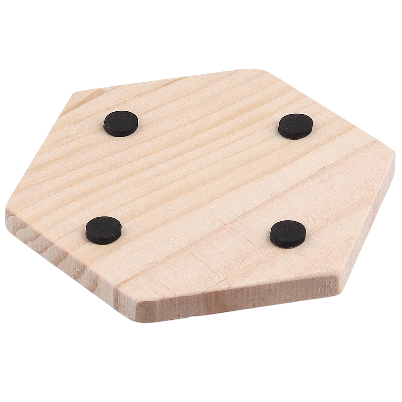 HOIGON Paquete de 30 posavasos de madera hexagonales de 10 x 10 x 0,9 cm, con calcomanías de puntos antideslizantes, posavasos de madera a granel para mesa de café, mesa de comedor, bar