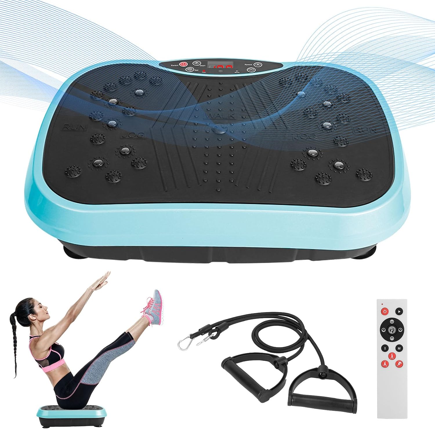Máquina de ejercicios con plataforma vibratoria y bandas resistentes miniatura 1