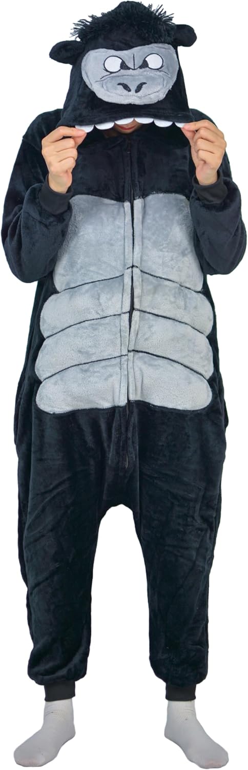 Adult Onesie Gorilla Onesie Costume Animal One Piece Pajamas Halloween Homewear Jumpsuit Unisex Sleepwear - Image 5