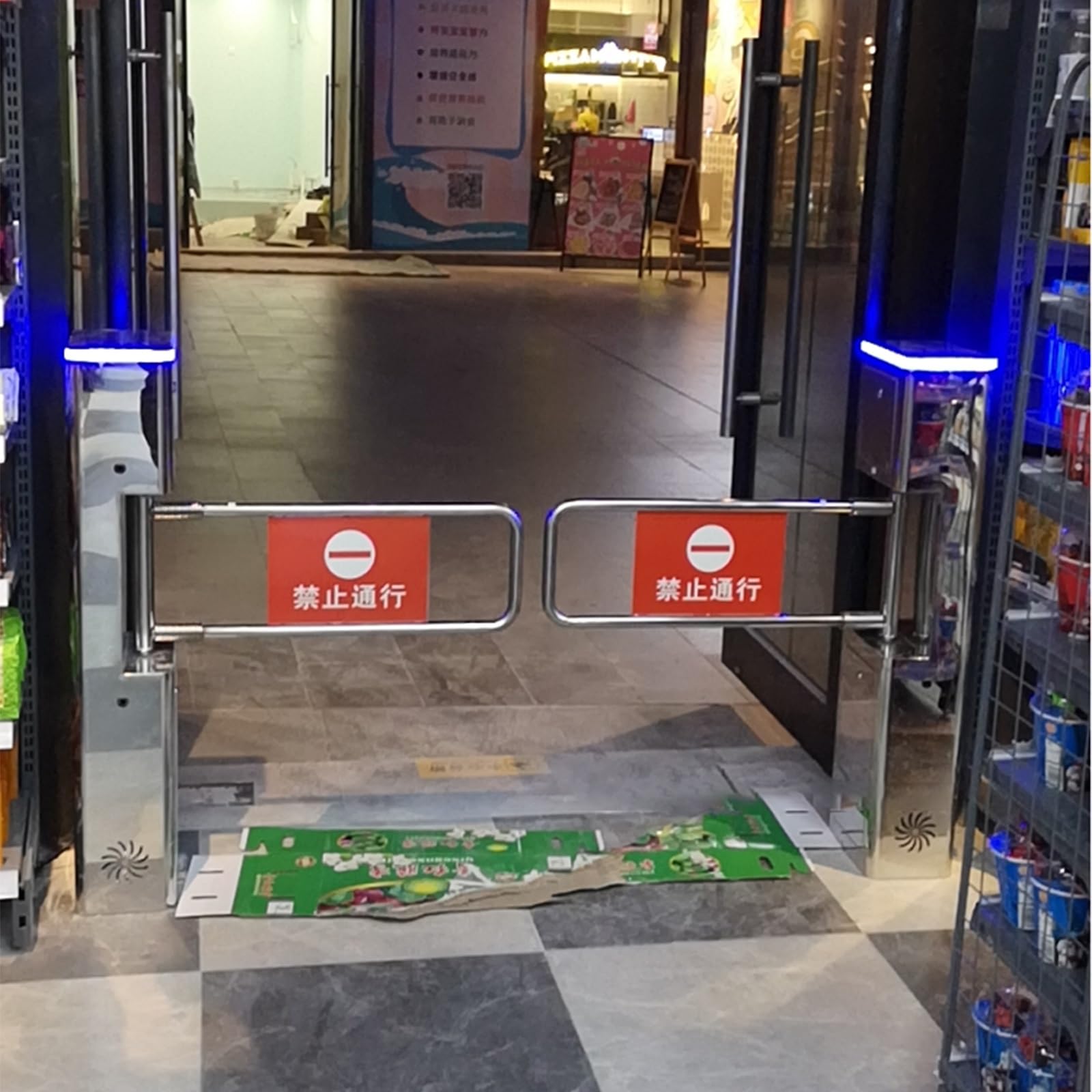 Automatyczne drzwi skrzydłowe, brama wejściowa ze stali nierdzewnej z wyświetlaczem dźwiękowym i świetlnym do supermarketów, sklepów, bibliotek, fabryk i szkół