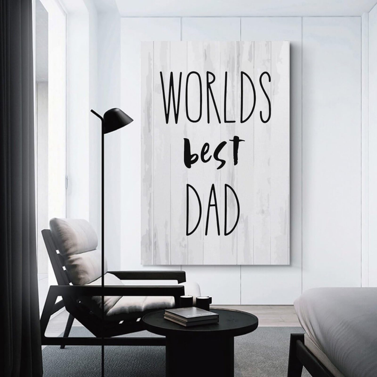 Junmoney Worlds Best Dad Canvas Wall Picture 20x30inch(50x75cm), for Entryway, Lounge Links Or Small Walls, Decorative Canvas Styling for Entry Areas