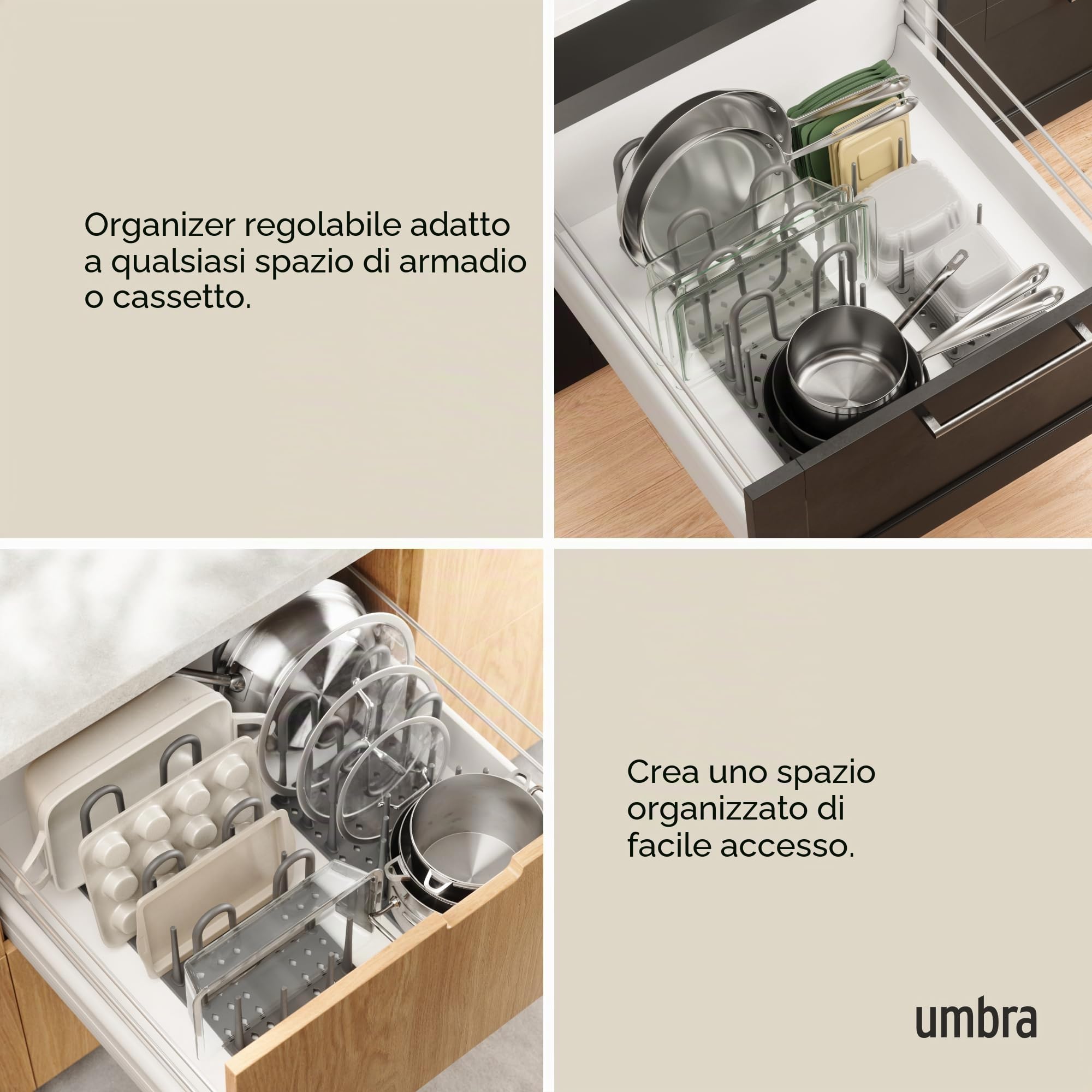 Umbra Peggy - Organizer per pentole, colore: Grigio scuro