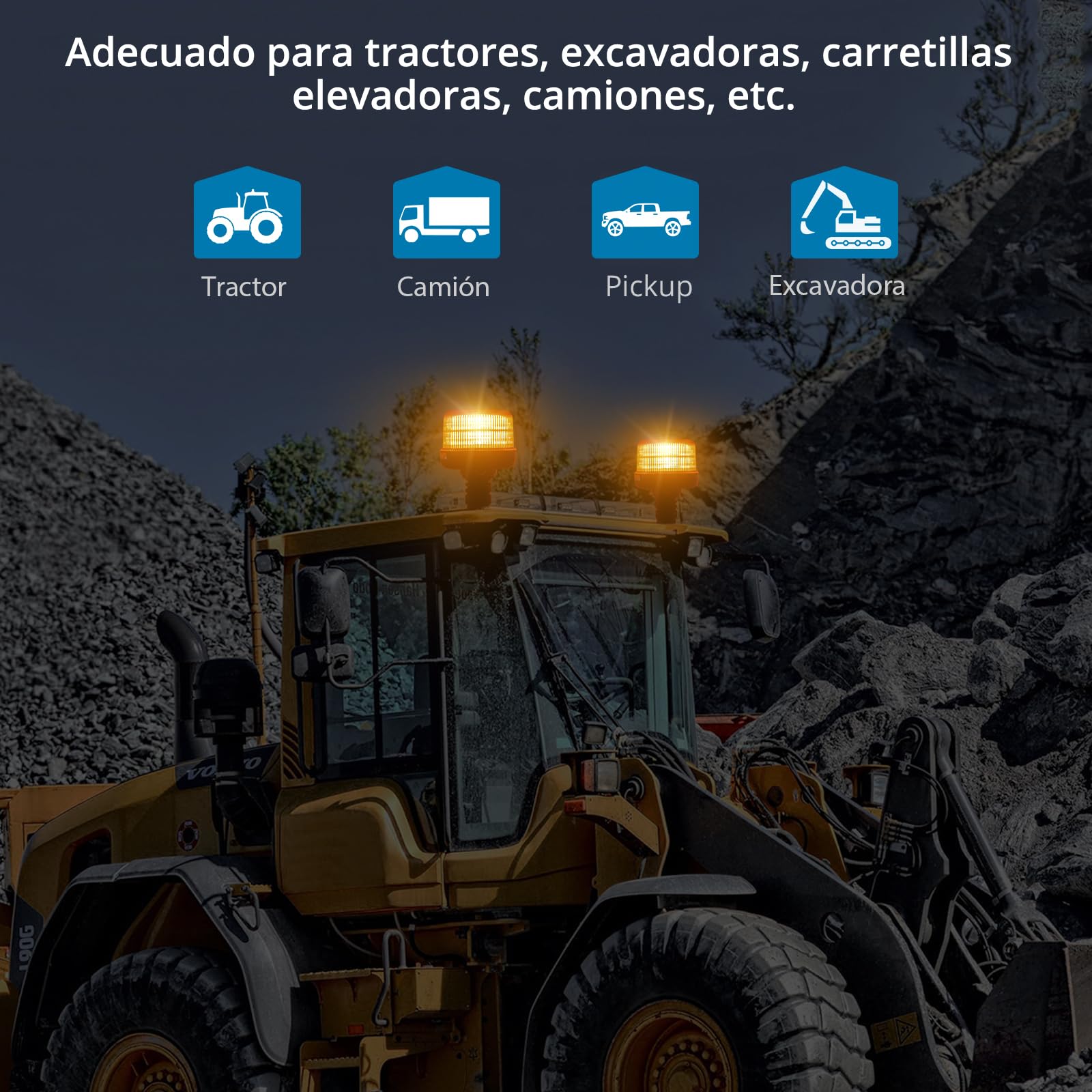 AUTOUTLET 2X Rotativo LED Flash Beacon Flexible Luz de Advertencia Luz Ámbar Giratoria de 12 LED para Coche 12V 24V 3 Modos de Iluminación, Homologado IP56 para Camión, Tractor