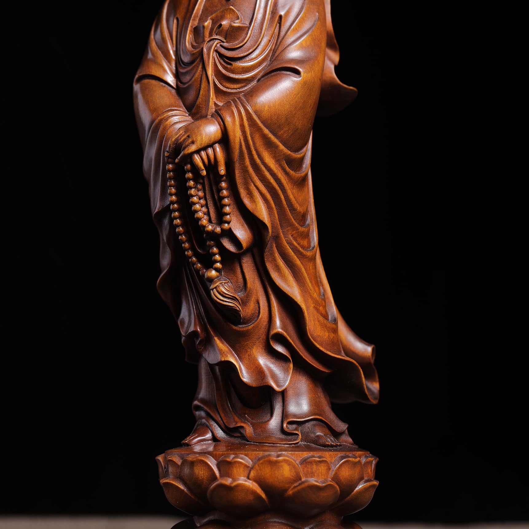 Amazon｜小葉黄楊木 木彫り 仏像 柘植木 観音菩薩 観音菩薩立像