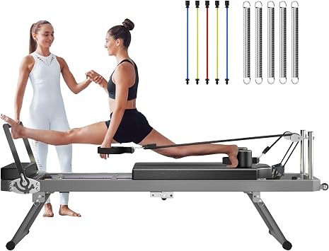 Pilates Equipment at Home, Gym Pilates Bed Workout Equipment for Studio,Foldable Pilates Chair Set, Reinforced Springs and Cords,Up to 400 lbs Weight Capacity, Pink,&Black& Beige