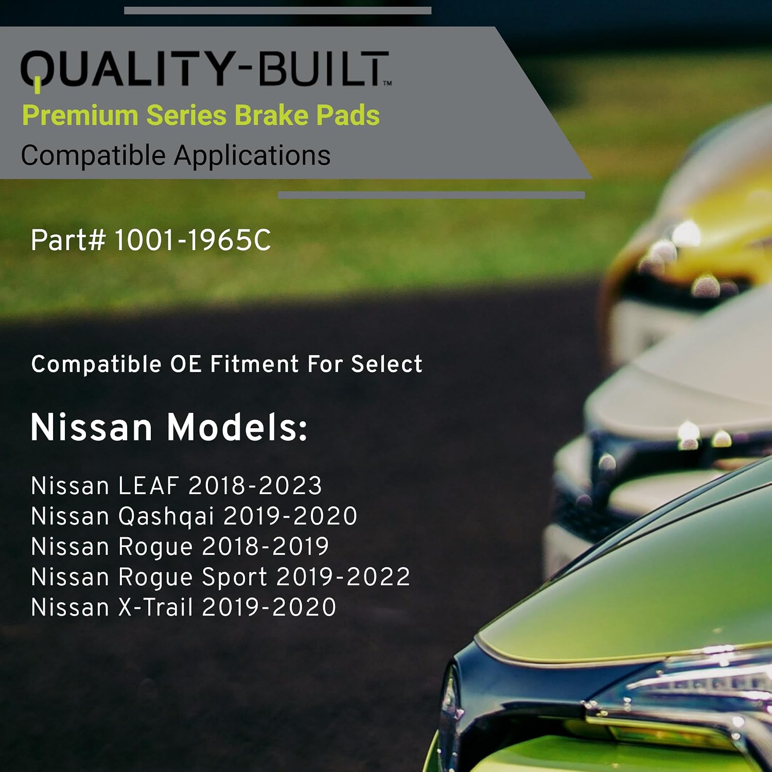 QUALITY-BUILT Rear Ceramic Brake Pads, Premium 1001-1965C, Compatible with 2018-2023 Nissan (LEAF,Qashqai,Rogue,Rogue Sport,X-Trail)