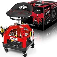 Vista 11 de Rolling Shop Taburete para garaje con ruedas, DO02 - Asiento giratorio de 360° de altura ajustable con almacenamiento de bandeja de herramientas