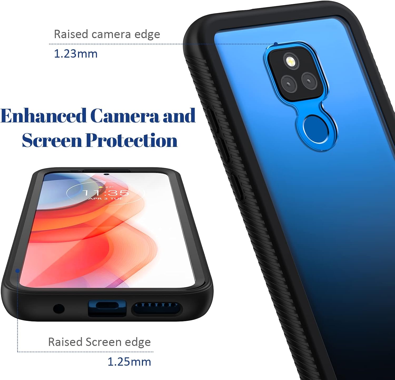 seacosmo case for Moto G Play 2021 Case, Full Body Shockproof Protective Phone Cover with Built-in Screen Protector, for Motorola G Play 2021, Black