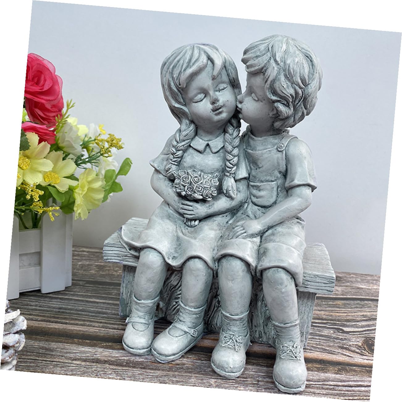 Abaodam Statua in Resina Boy Girl Decorazione Giardino Esterno Cortile Decorazione Casa Esterna