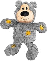 KONG Wild Knots Bear Squeaky Dog Toy - Knotted Rope Skeleton, Minimal Stuffing, Less Mess for Small/Medium Dogs