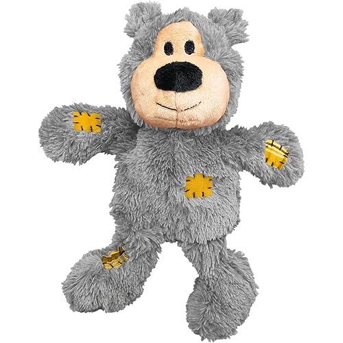 KONG - Wild Knots Bear - Internal Knotted Ropes and Minimal Stuffing for Less Mess - for Small/Medium Dogs (Assorted Colors)