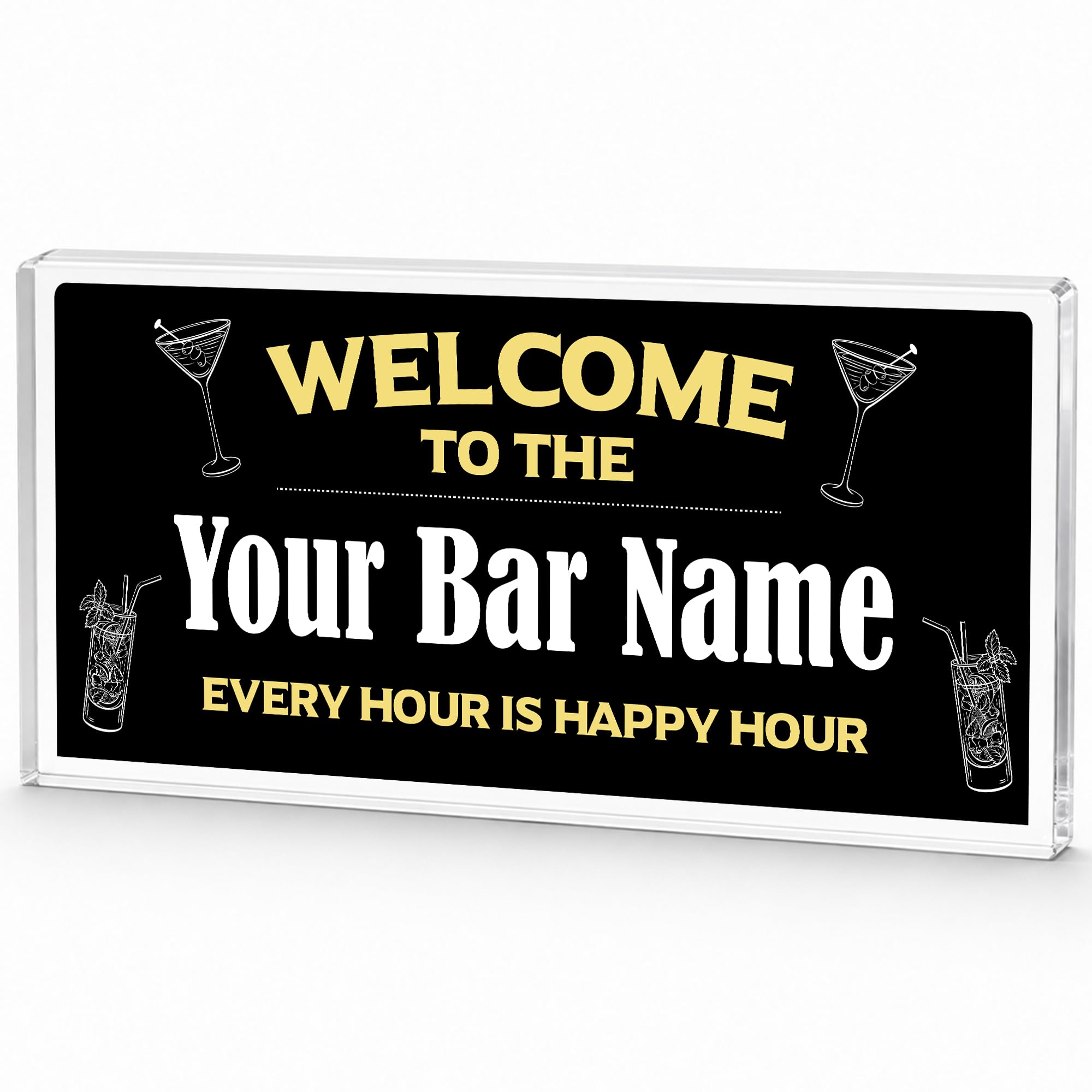 Red Ocean Personalised Welcome Sign For Home Bar Accessories Freestanding Acrylic Bar Signs 45cm by 20cm