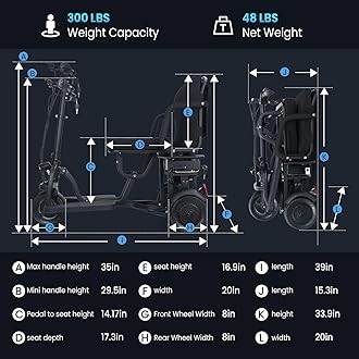2026 New Upgrade Folding Mobility Scooters for Adults, 9.32mph 3 Wheel Ultra Lightweight Travel Portable Power Scooters for Seniors, with Automatic Cruise Control, with Basket & Cup Holde, Dust Cover