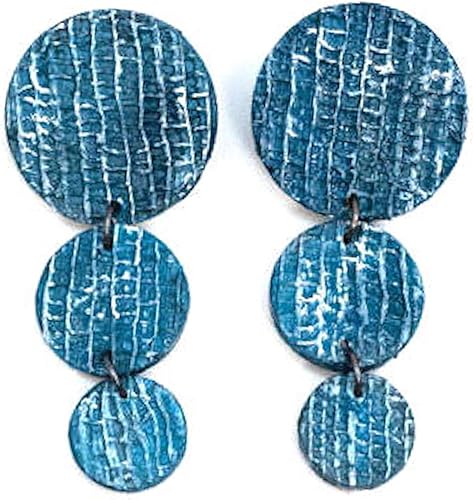 Decrescent Drop Earrings - Sustainable Natural Fiber, Handmade Brazilian Earrings, Unique Creative Pair of Earrings, Eco-Friendly - Blue Jeans