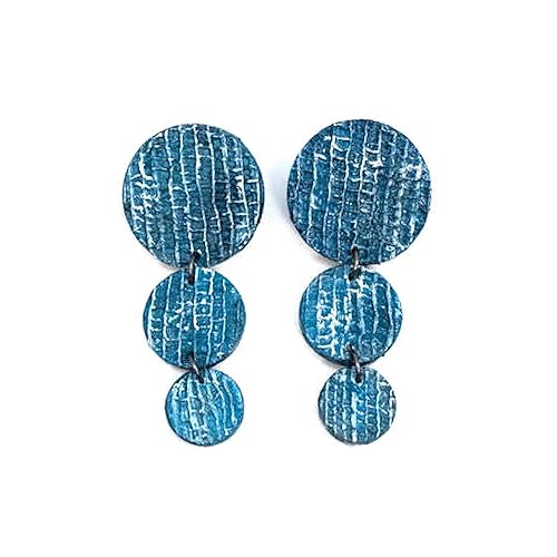 Decrescent Drop Earrings - Sustainable Natural Fiber, Handmade Brazilian Earrings, Unique Creative Pair of Earrings, Eco-Friendly - Blue Jeans