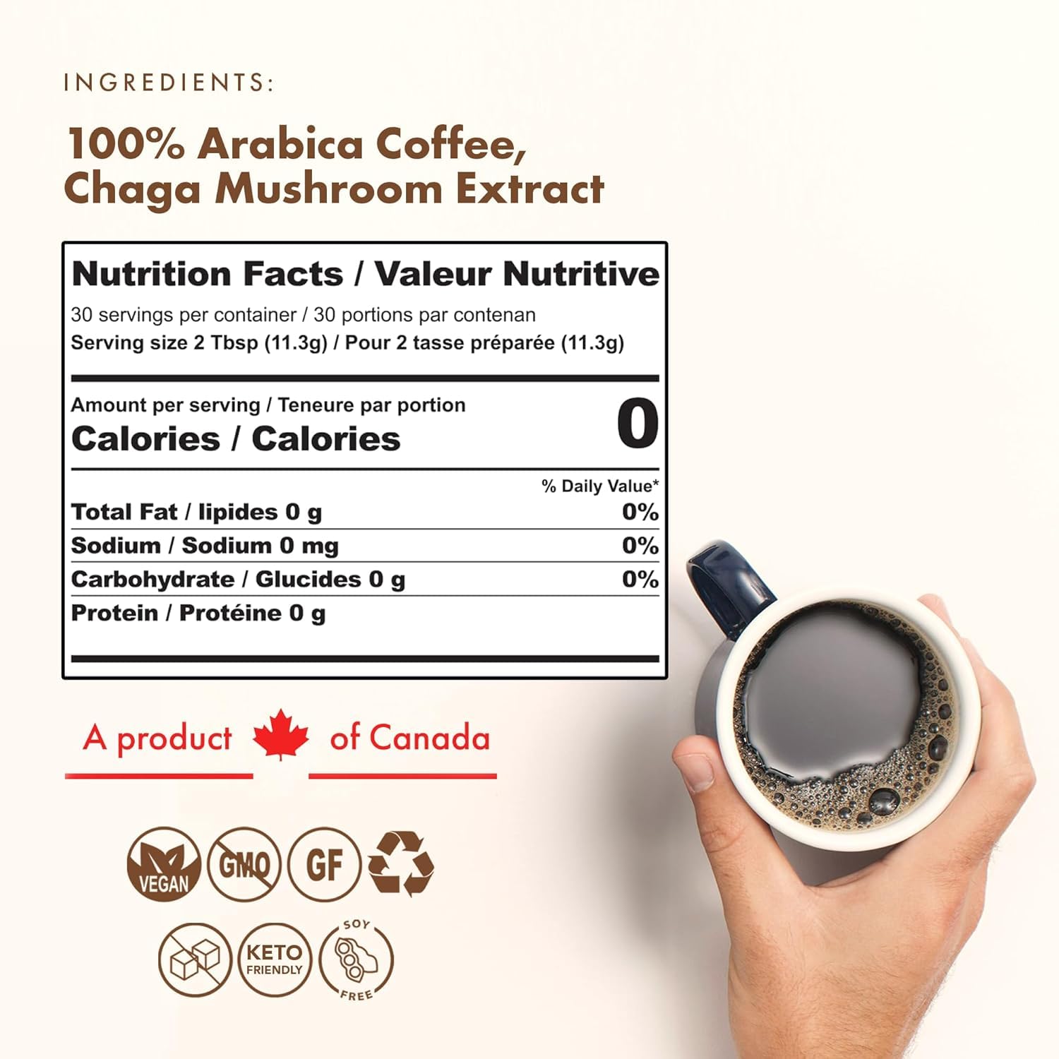 Sollo Infused Instant Chaga Mushroom Coffee Sticks (24 Servings) Memory & Clarity Support, 100% Chaga, Medium-Dark Roast, Arabica Freeze Dried Coffee in Single Serve Sticks.