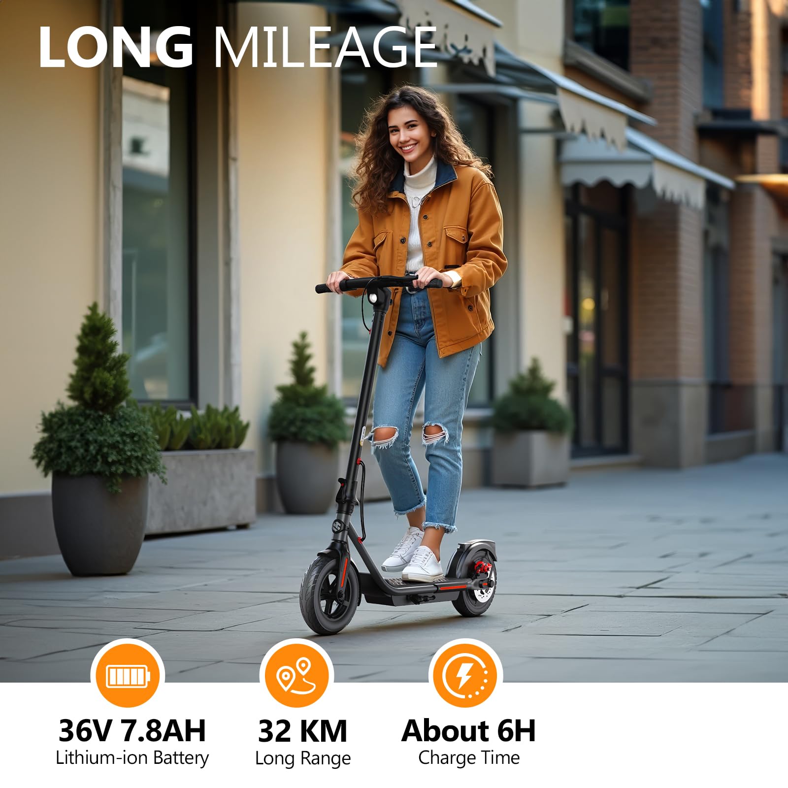 SISIGAD Patinete Eléctrico Adulto 10 Pulgadas Plegable Scooter Eléctrico con App, Patinete Eléctrica 350W Motor 36V 7.8AH Batería 25 km/h Velocidad Maxima, Electric Scooter con Doble Freno