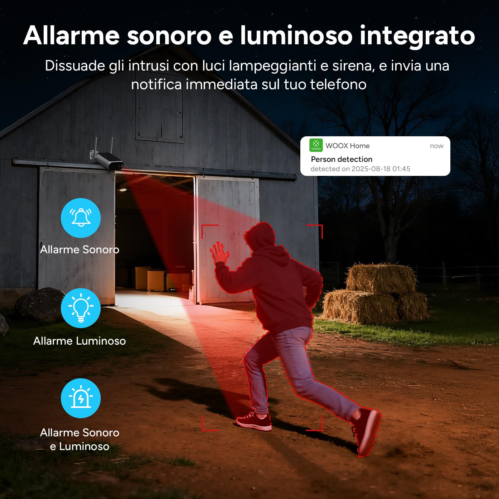 WOOX Telecamera di Sorveglianza 4G LTE Esterna senza WiFi, Telecamera Solare Esterna 2K Senza Fili senza WiFi, con Visione Notturna a Colori, Grande Angolo 130°, Rilevamento AI, Locale e Cloud