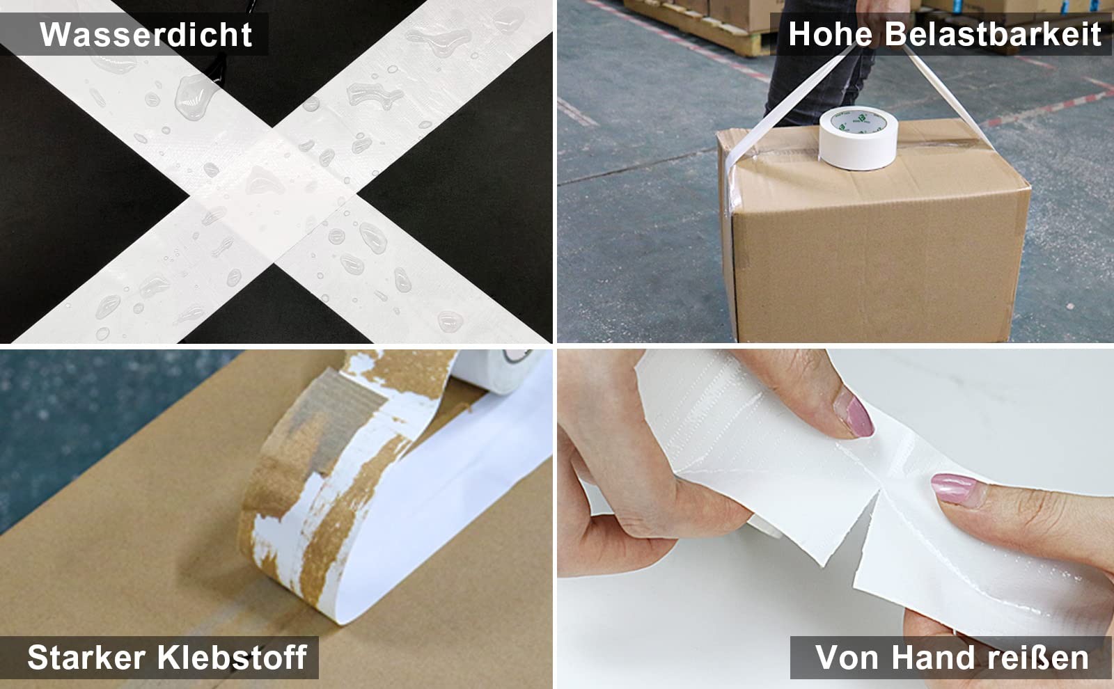 BOMEI PACK Cinta Americana Blanco de 50 mm x 50 m - Cinta de tela resistente, adhesiva e impermeable - Para reparar, fijar, agrupar, reforzar y sellar - 2 rollos