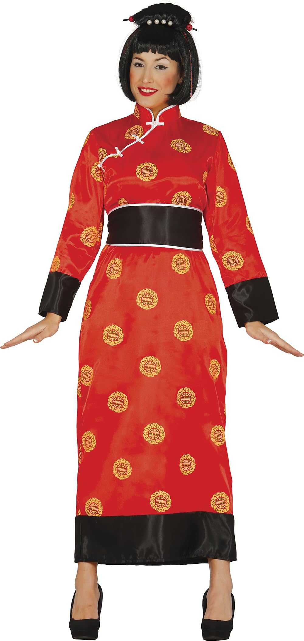 FIESTAS GUIRCA Kimono Rojo Disfraz China Mujer - Disfraz Japonesa Mujer Talla S 36-38