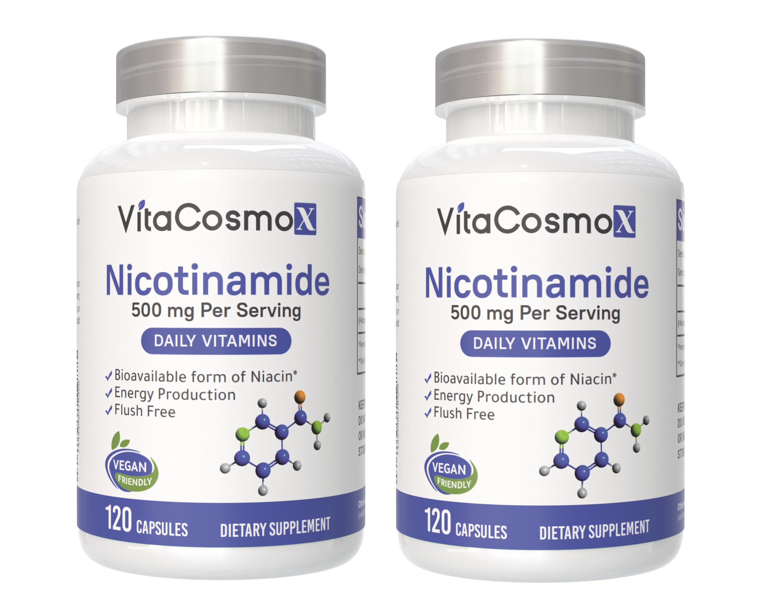 Nicotinamide 500mg Vitamin B3, 120 Capsules - Non-GMO, Gluten Free, Flush Free — Amazon image 7