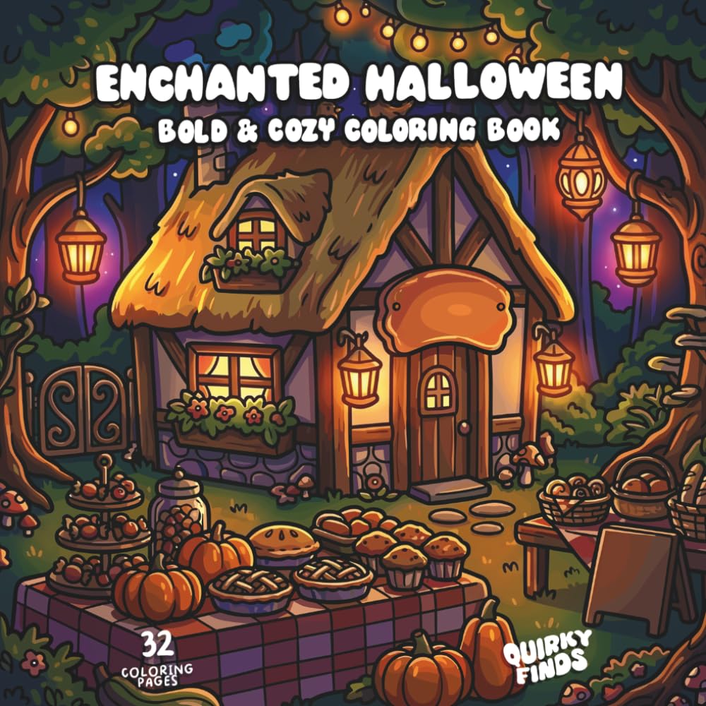 Enchanted Halloween Coloring Book: Cute Halloween Coloring Book Featuring Enchanted Cottages, Pumpkin Houses, Magical Forests & Cozy Autumn Scenes