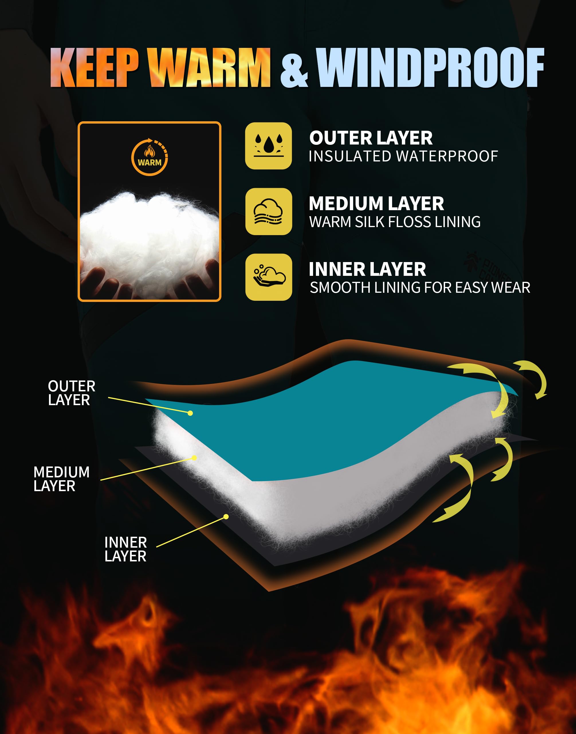 Pioneer Camp Pantaloni da Sci da Donna Cuciture Nastrate Impermeabili Ghette da Neve Integrate Ginocchio Articolato Bretelle Staccabili Regolabili Pantaloni Softshell Invernali da Esterno