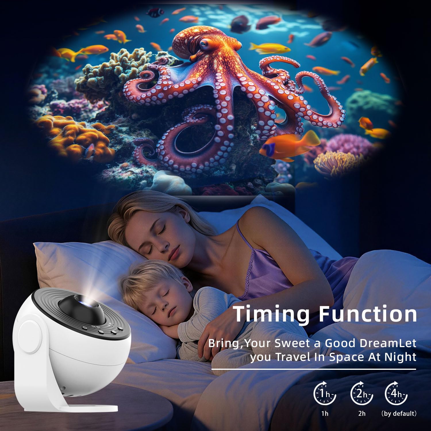 Proiettore Galaxy Pro per camera da letto, proiettore Rusoso Star, 4 K sostituibili, 25 dischi HD Galaxy, rotazione a 360° con timer, luce notturna silenziosa, per camera da letto, luce notturna per