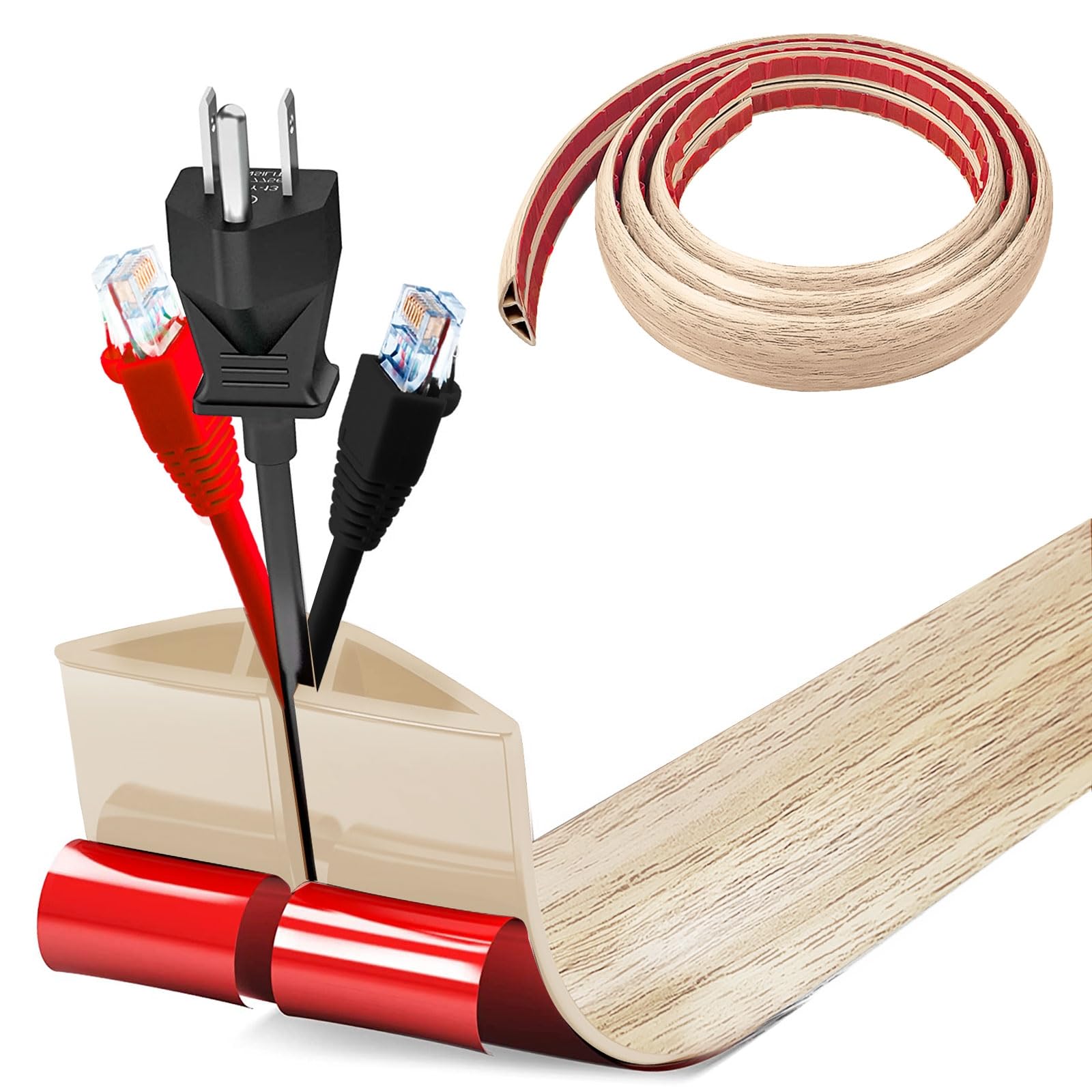 Pasacables Suelo, Canaleta Cables Suelo, 3.0M x2cm Protector de Cables para Suelo, Cubiertas de Suelo para Cables Autoadhesiva Montaje para Todos los Hogar, Oficina, Escuela,Almacén(Blanco-Redondeado) — view 38
