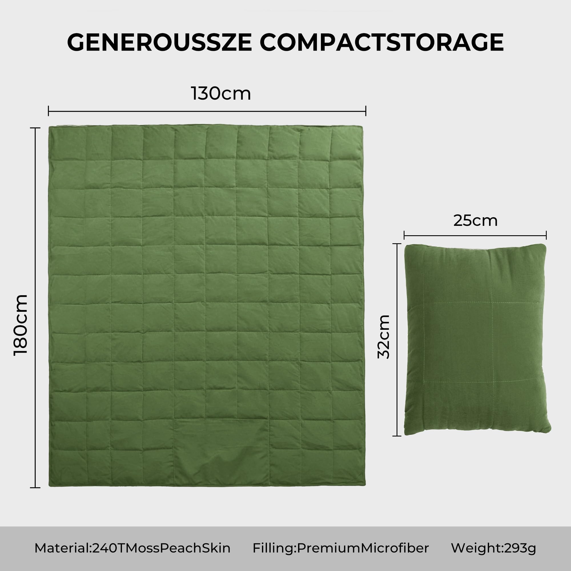 Deodar Koc kempingowy z izolacją cieplną 130 x 180 cm, wodoodporny, wiatroszczelny i termiczny, z certyfikatem OEKO-TEX, zielony wojskowy, z workiem kompresyjnym