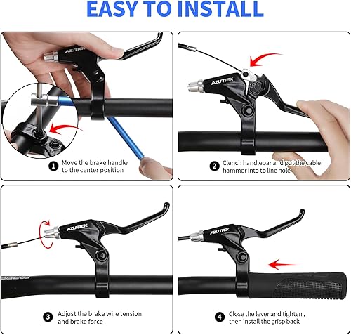 Miniatura 7 de RUJOI Juego de manetas de freno de bicicleta, 1 par de palancas de aleación de aluminio con 2 juegos de cable de freno y carcasa, se adapta a