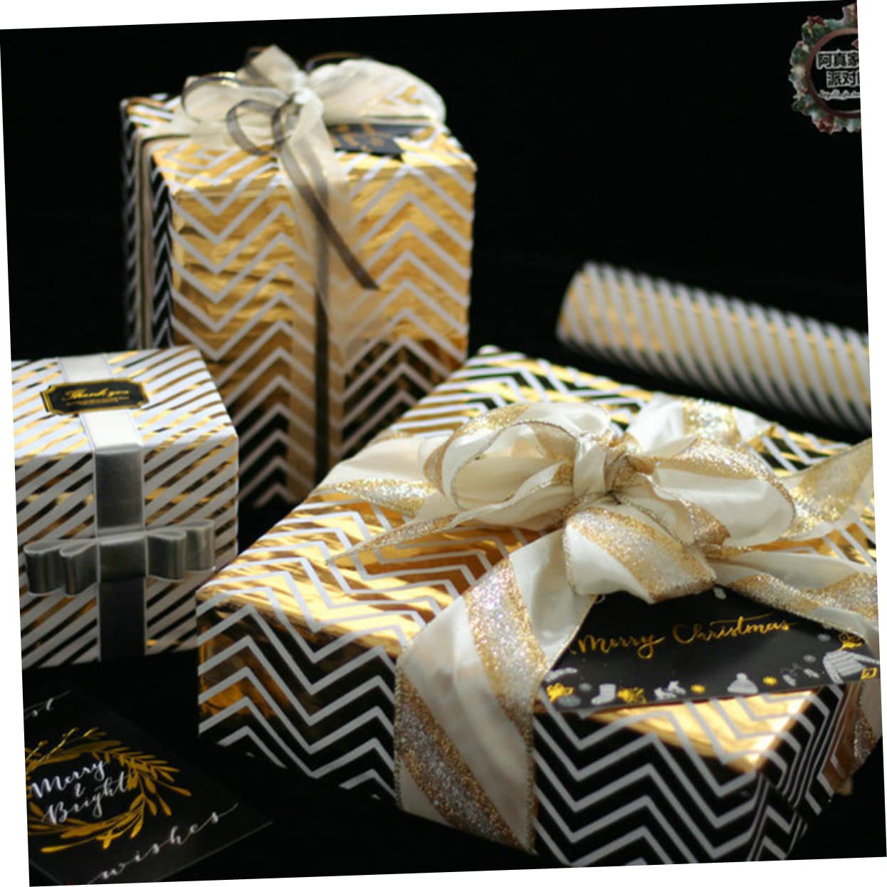 FOMIYES 12 Stk goldenes Geschenkpapier Packpapier scrapbook weihnachtse stamps geschenpapier Geschenkpapier für Weihnachten Hochzeitspapier Weihnachtspapier, Kraftpapier Streifen