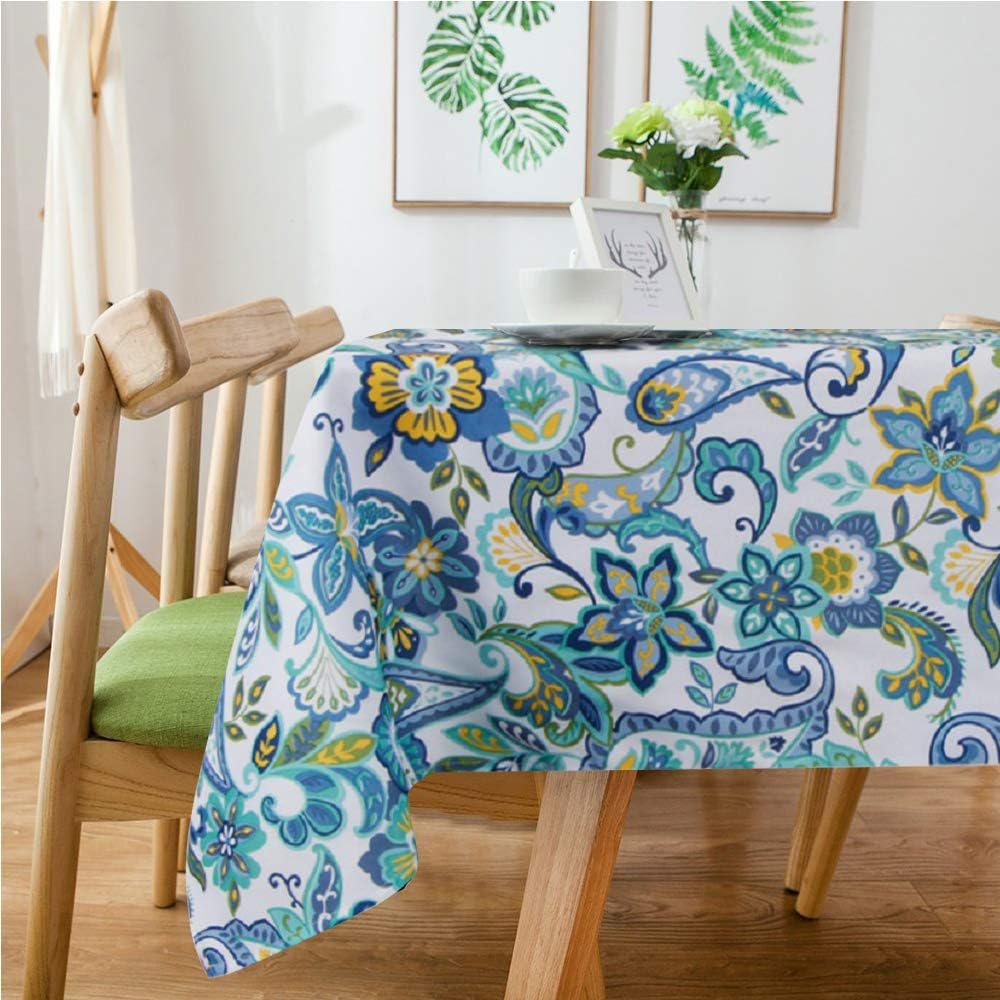 Lamberia Tablecloth Waterproof Spillproof Polyester Fabric Table Cover for Kitchen Dinning Tabletop Decoration (Paisley, 60"x120")