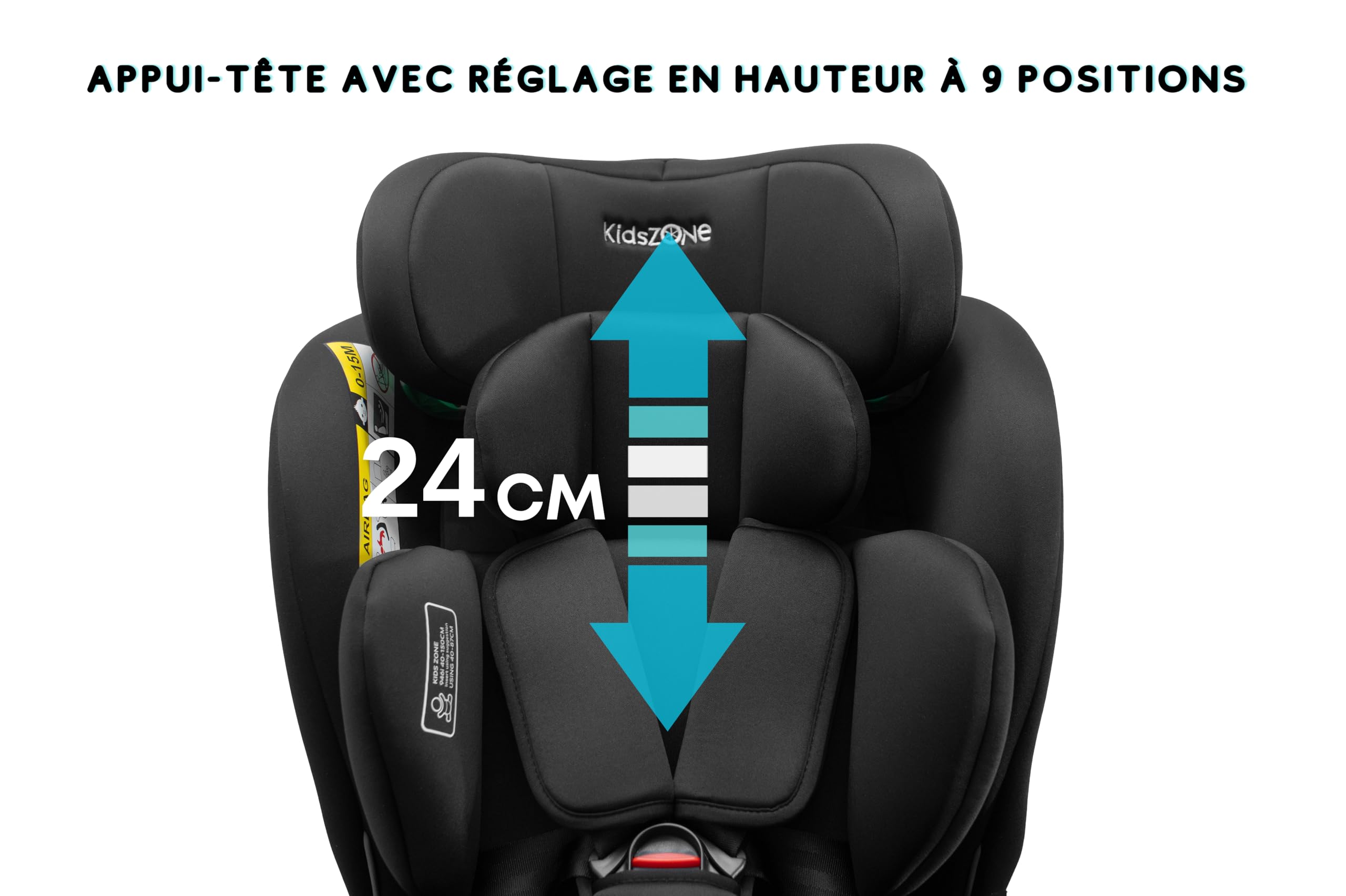 Siège Auto Bébé 0 à 36kg Isofix 0-12 ans, Groupe 0/1/2/3 - Siège Auto Pivotant 360° Évolutif 40-150cm i-Size - 9 Positions d'Appui-tête, 5 Positions d'Inclinaison