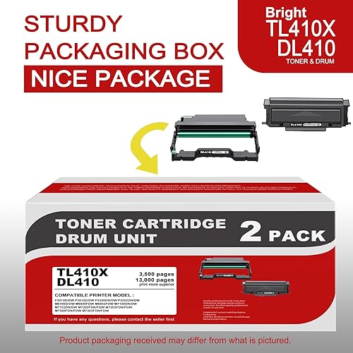 Miniatura 4 de 1 Pack Black TL410X Toner Cartridge & 1 Pack DL410 Drum Unit Compatible, Replacement for Pantum Series - Compatible with: P3010D/DW M6700D/DW