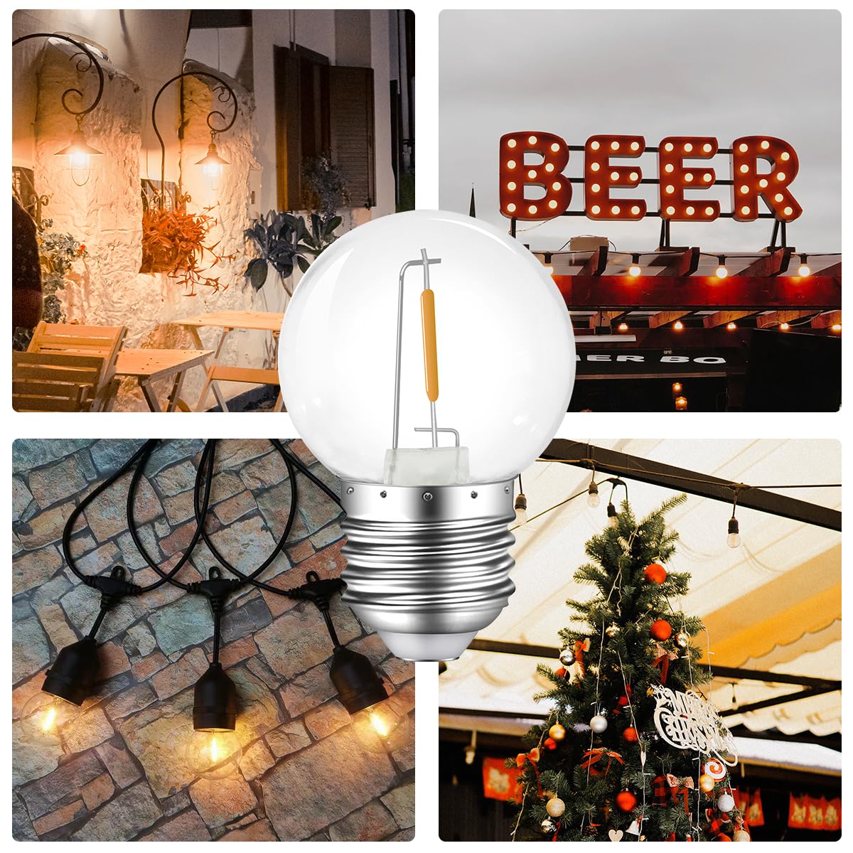 Lote de 40 bombillas LED E27 1W, bombillas LED E27, bombilla blanca cálida, 2700 K, equivalente a bombillas de 5 W, plástico, no regulable