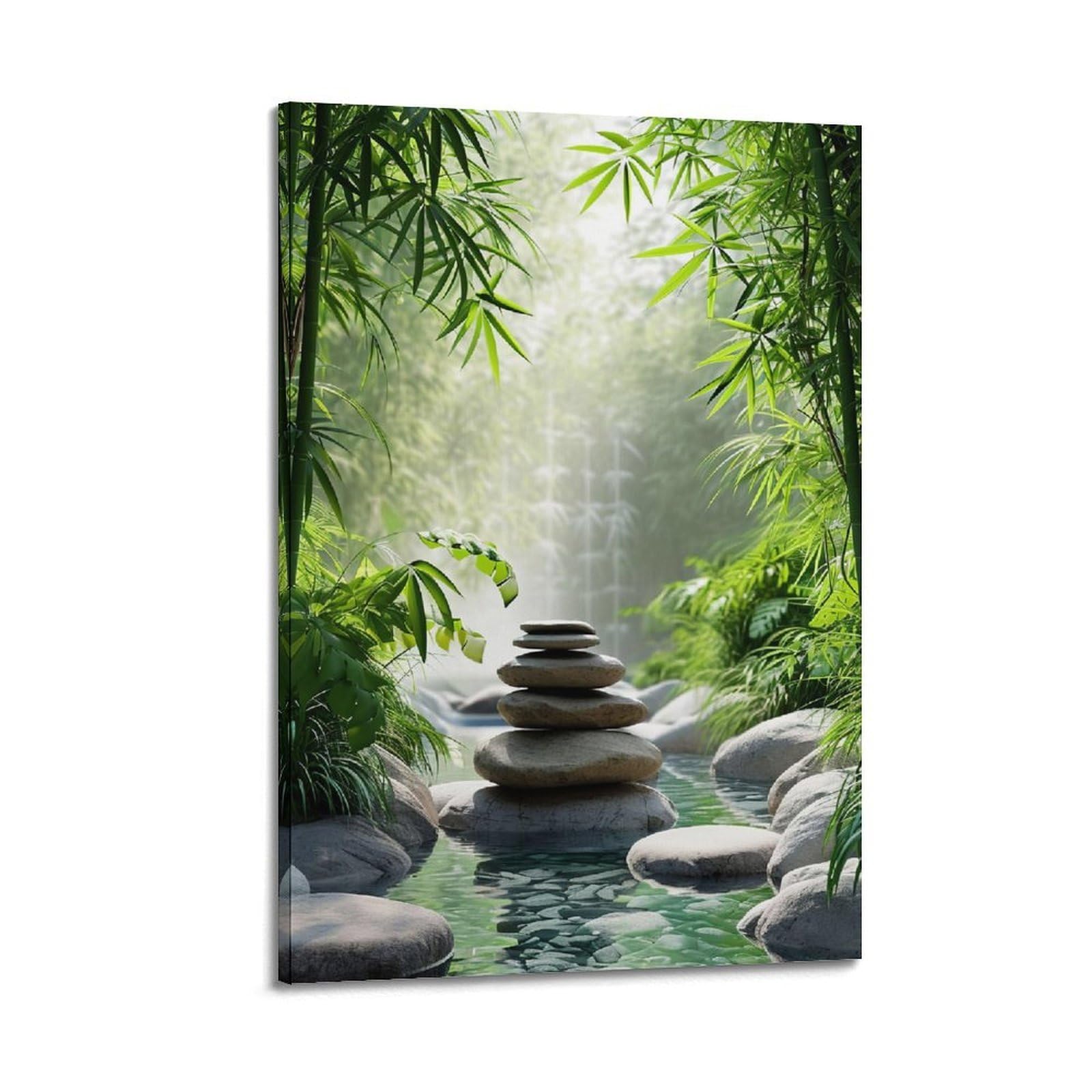 CPGLJD Zen Stones Poster Yoga Meditation Tranquil Stone Stream Poster Decorative Painting Canvas Wall Posters And Art Picture Print Modern Family Bedroom Decor Posters 24x36inch(60x90cm)